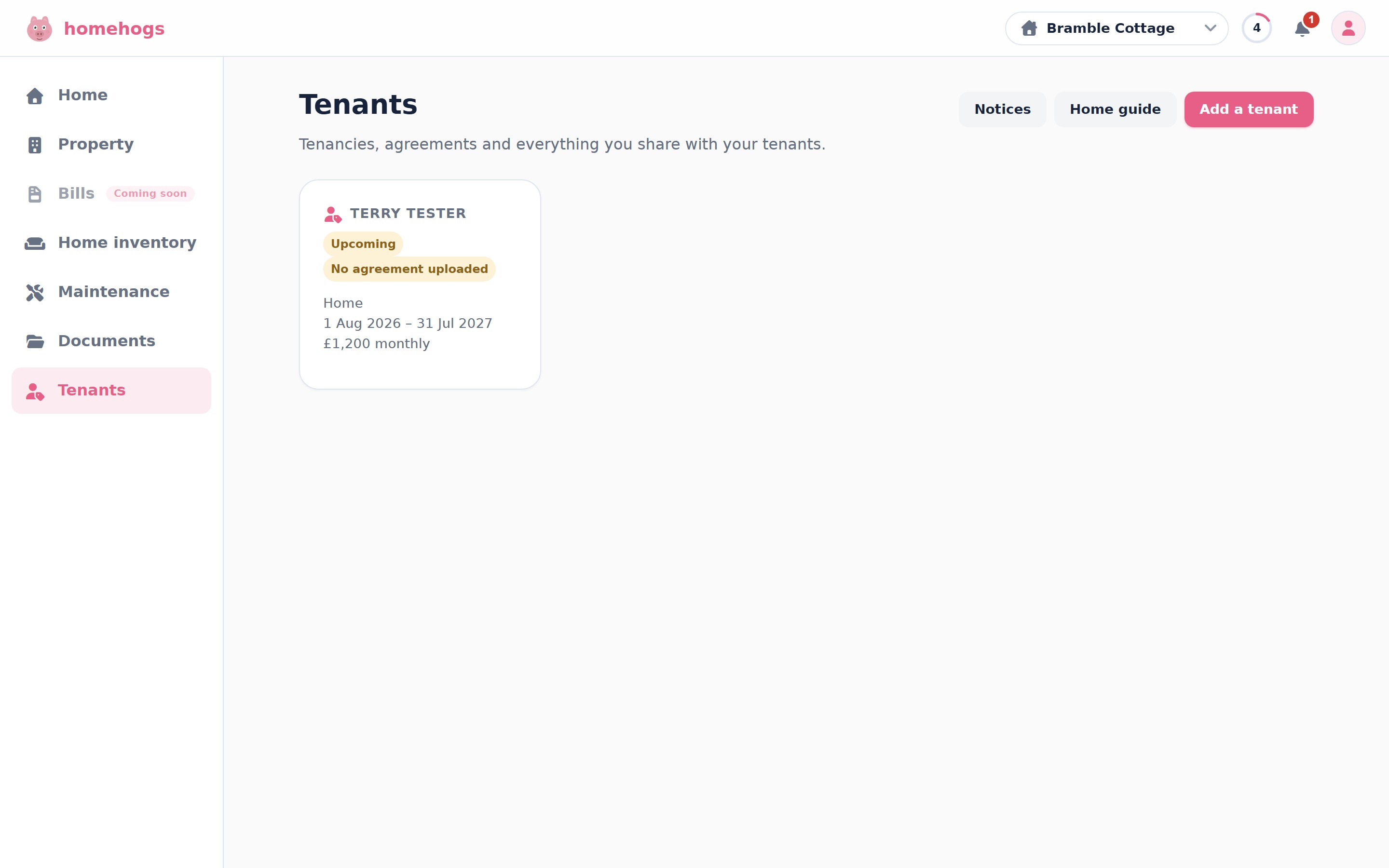 A tenancy, in order